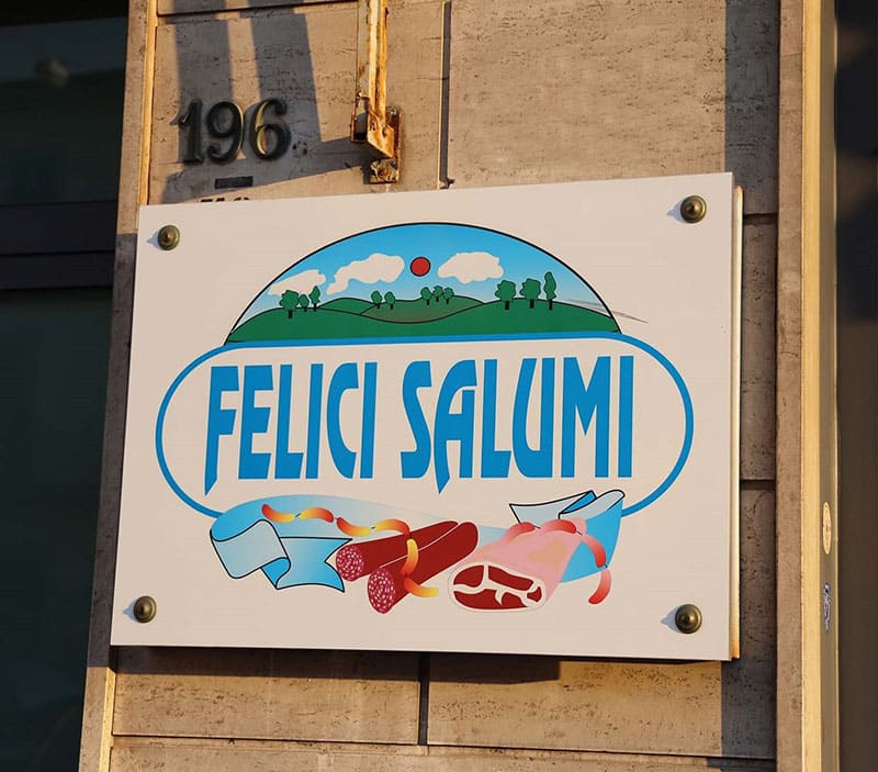 insegna del salumificio a Coiano della Felici Salumi