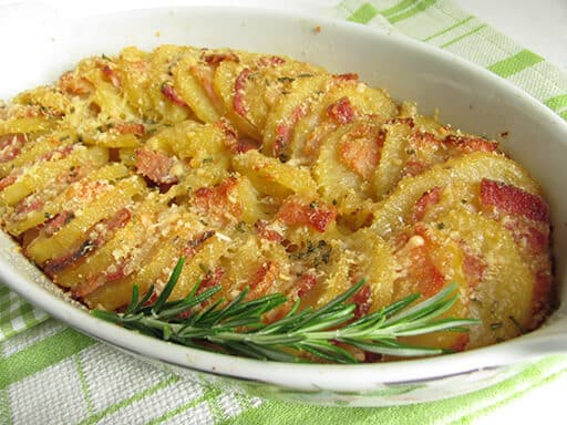 Patate gratinate al forno con Pancetta