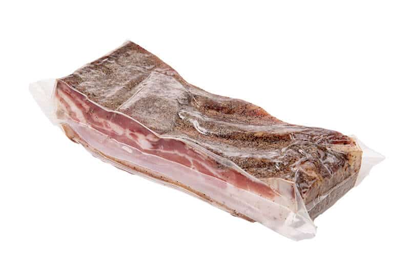 bacon laid out in a vacuum