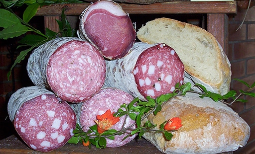 typical tuscan finochiona and tuscan salami