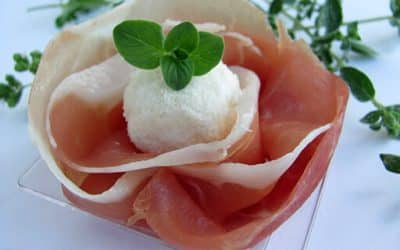 Ham basket with Parmesan truffles